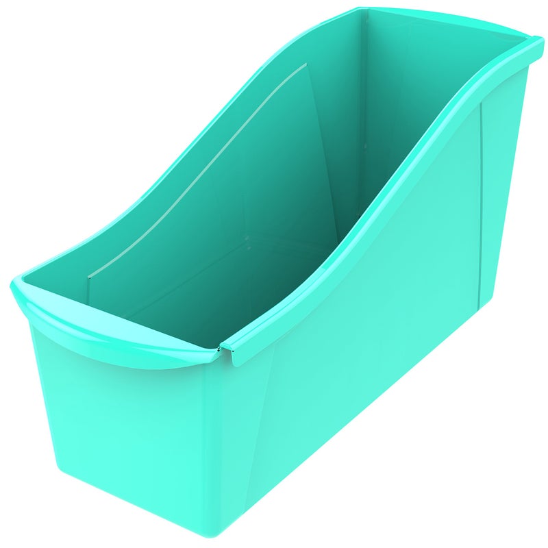 Storex Large Book Bin, Interlocking Plastic Organizer for Home, Office and Classroom, Teal, 6-Pack (71120U06C) - Image 2
